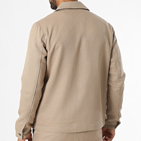 Frilivin - Conjunto de chaqueta con cremallera y pantalón cargo camel