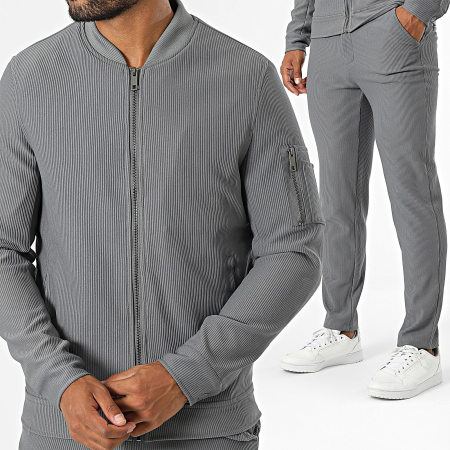 Frilivin - Conjunto de chaqueta y pantalón gris