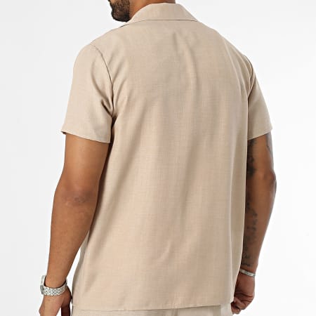 Frilivin - Conjunto de camisa de manga corta y pantalón de chándal beige