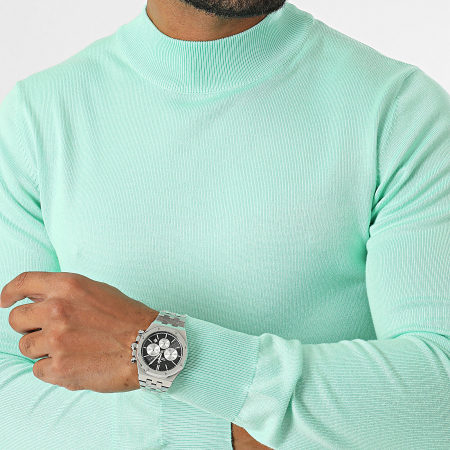 Frilivin - Jersey verde menta con cuello de embudo