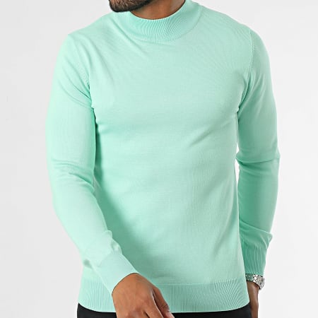 Frilivin - Jersey verde menta con cuello de embudo