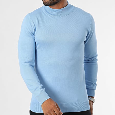 Frilivin - Jersey azul claro con cuello de embudo