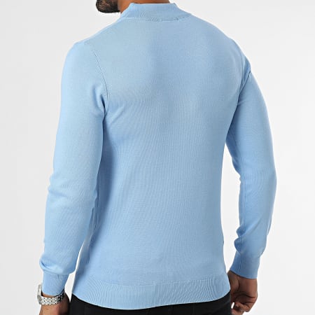 Frilivin - Pull Col Cheminée Bleu Clair