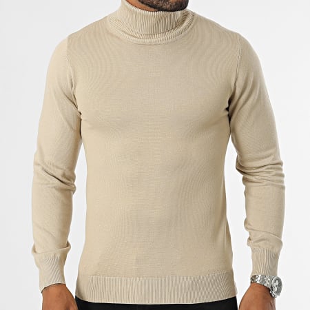 Frilivin - Jersey beige con cuello vuelto