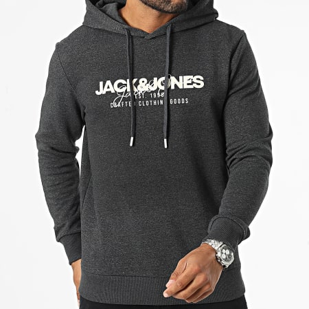 Jack And Jones - Felpa con cappuccio grigio antracite