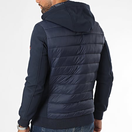 Kymaxx - Marineblauwe Hooded Zip Down Jacket