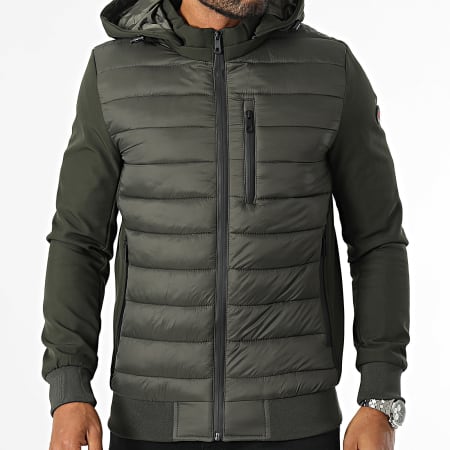 Kymaxx - Veste Zippée Capuche Vert Kaki Foncé