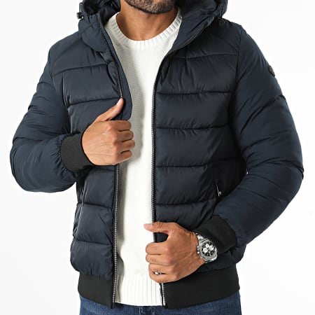 Kymaxx - Chaqueta azul marino con capucha