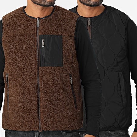 Kymaxx - Veste Réversible Sans Manches 5288 Marron Noir