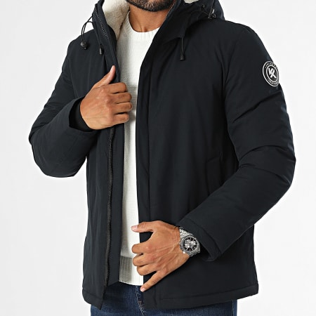 Kymaxx - Parka con cappuccio blu navy