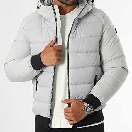 Kymaxx - Chaqueta gris claro con capucha