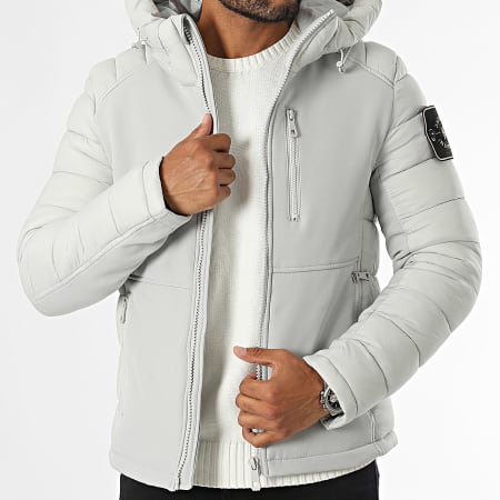 Kymaxx - Chaqueta gris claro con capucha