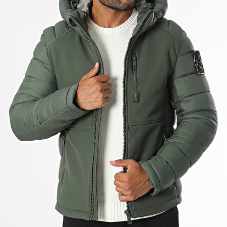 Kymaxx - Chaqueta con capucha verde caqui