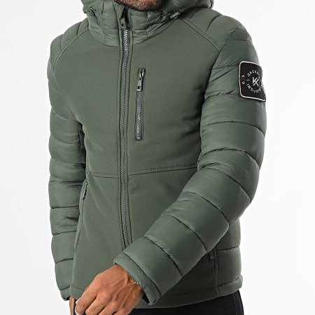 Kymaxx - Chaqueta con capucha verde caqui