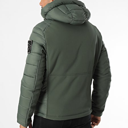 Kymaxx - Chaqueta con capucha verde caqui