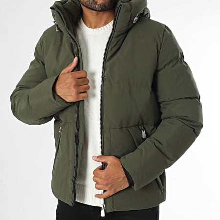 Kymaxx - Parka con capucha verde caqui