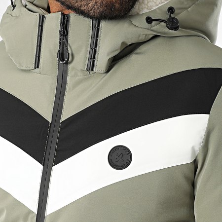 Kymaxx - Parka con capucha verde caqui claro