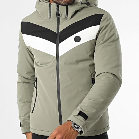 Kymaxx - Parka con capucha verde caqui claro