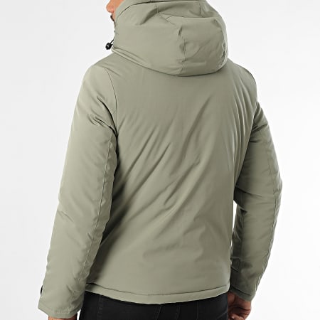 Kymaxx - Parka con capucha verde caqui claro