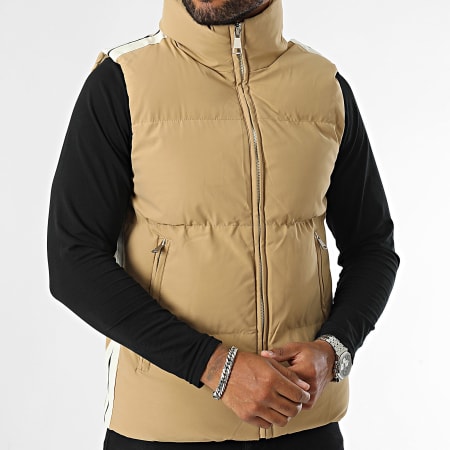 MTX - Cappotto senza maniche a righe beige