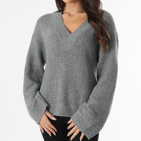 Only - Maddy Life Jersey Cuello V Mujer Gris