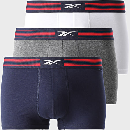 Reebok - Set di 3 boxer blu navy bianco grigio carbone 15036