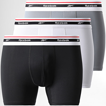 Reebok - Juego De 3 Calzoncillos Boxer Negro Blanco Gris 15030