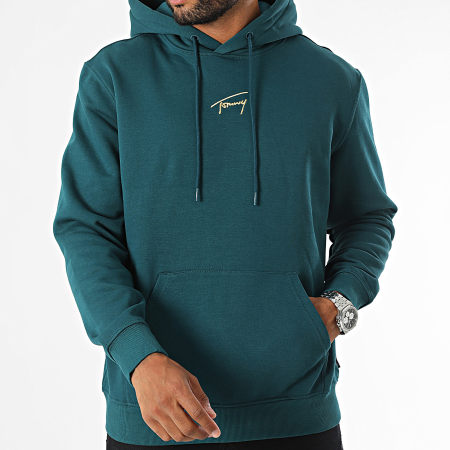 Tommy Jeans - Regular Gold Signature Hoodie 0507 Flesgroen Goud