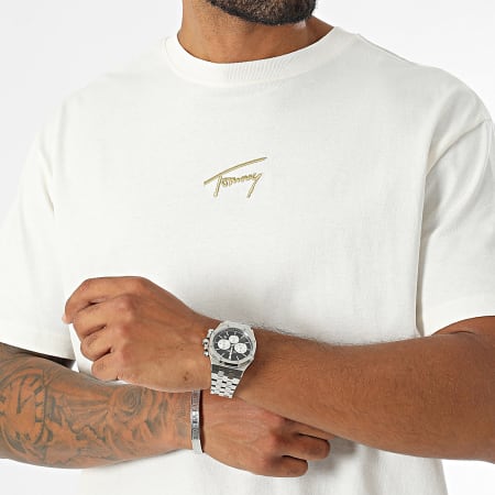 Tommy Jeans - Gold Signature Tee Shirt 9692 Off White Gold