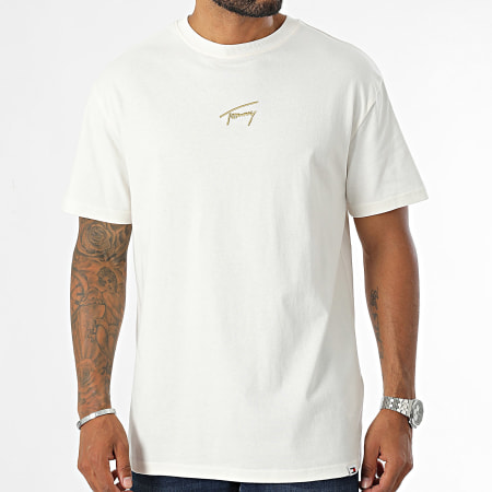 Tommy Jeans - Gold Signature Tee Shirt 9692 Off White Gold