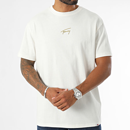 Tommy Jeans - Gold Signature T-shirt 9692 Off White Gold