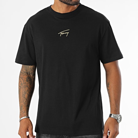 Tommy Jeans - Tee Shirt Gold Signature 9692 Noir Doré