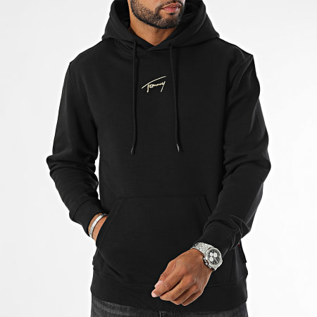 Tommy Jeans - Sudadera con capucha Regular Gold Signature 0507 Black Gold