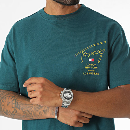 Tommy Jeans - Tee Shirt Sig City Twist 9698 Vert Bouteille