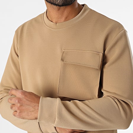 Uniplay - Conjunto de sudadera de cuello redondo y pantalón de chándal camel