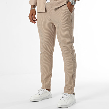 Frilivin - Beige shirt en broek met lange mouwen