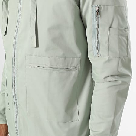 Frilivin - Conjunto de chaqueta con capucha y cremallera y pantalón cargo verde