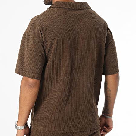 Frilivin - Conjunto marrón de camiseta con cuello de pico y pantalón de chándal