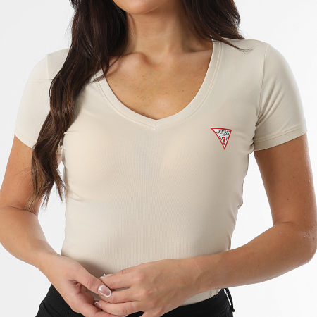 Guess - T-shirt donna con scollo a V W2YI45-J1314 Beige