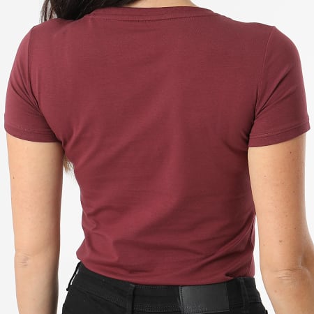 Guess - T-shirt donna con scollo a V W2YI45-J1314 Bordeaux