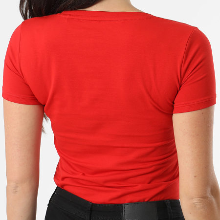 Guess - Camiseta de mujer con cuello de pico W2YI45-J1314 Rojo