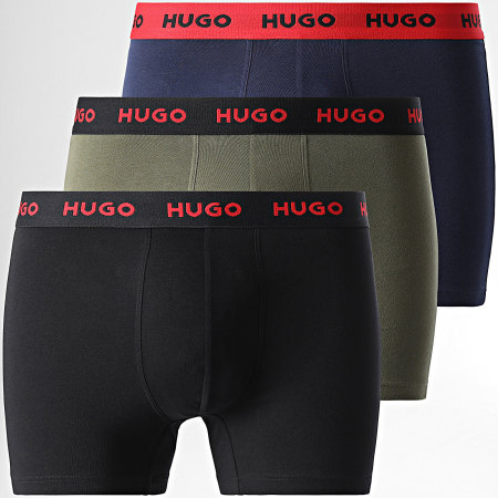 HUGO - Juego de 3 Boxers 50517886 Negro Azul Marino Verde Caqui