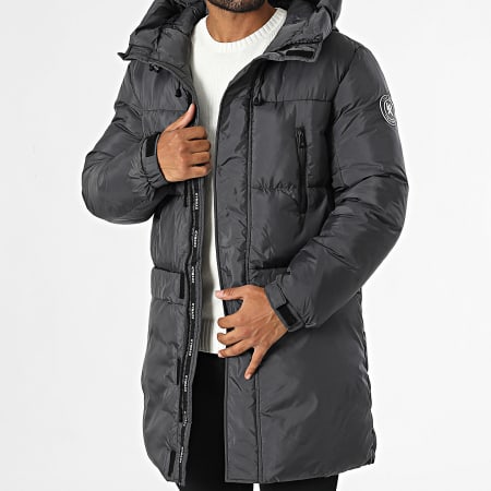 Kymaxx - Parka con capucha gris marengo