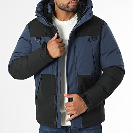 Kymaxx - Parka con capucha azul marino