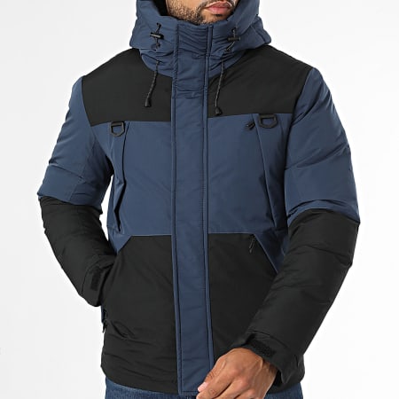 Kymaxx - Parka con capucha azul marino