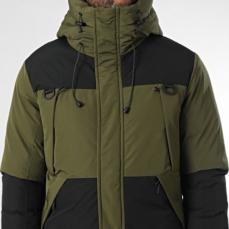 Kymaxx - Parka con capucha verde caqui