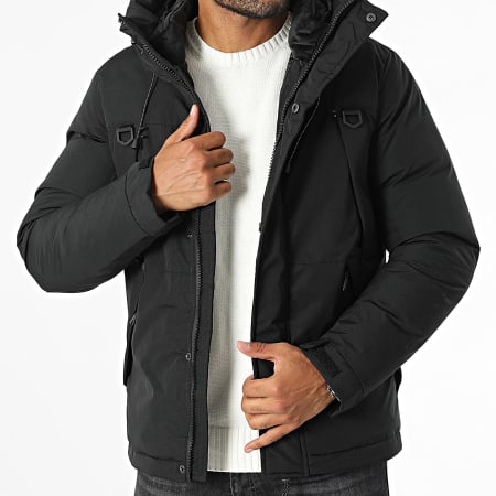 Kymaxx - Parka negra con capucha