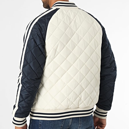 Kymaxx - Chaqueta bomber a rayas azul marino beige