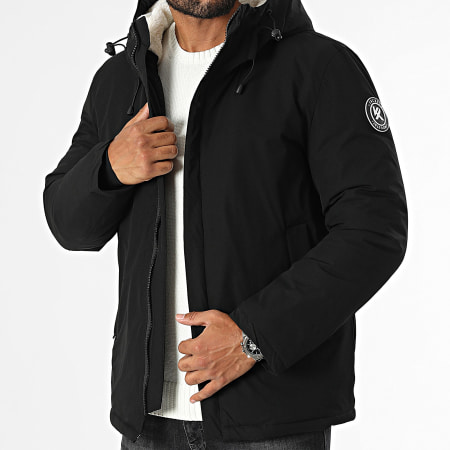 Kymaxx - Parka negra con capucha