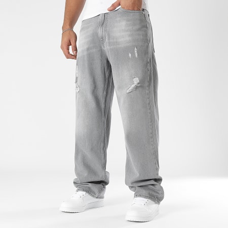 LBO - Vaqueros Baggy Wide Leg Destroy 3575 Denim Gris Claro